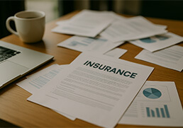 Insurance documents on a desk – policy review and guidance for individuals and businesses