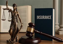 Lady Justice, judge’s gavel and insurance book – symbol of legal and insurance services by AP Insure